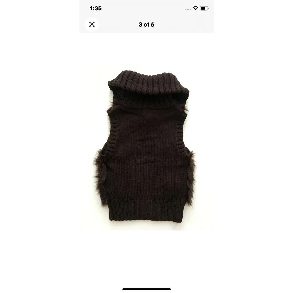 Gap kids brown vest fur sz 6-7 wolf zombie halloween